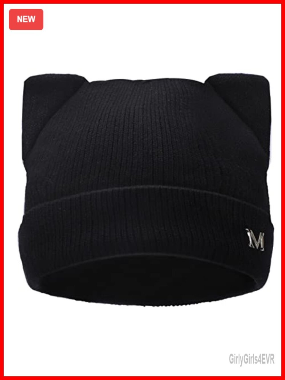 Cat Ear Beanie Knit Winter Hat Cuff Beanie Ski Cap Unisex